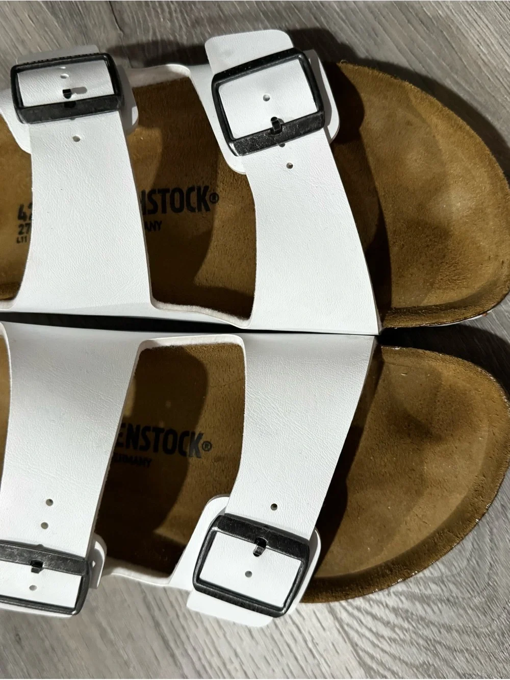 Birkenstock White Arizona Sandals with Suede Footbed - Picture 1 of 4
